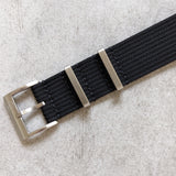 Premium Ribbed Fabric Watch Strap - Black