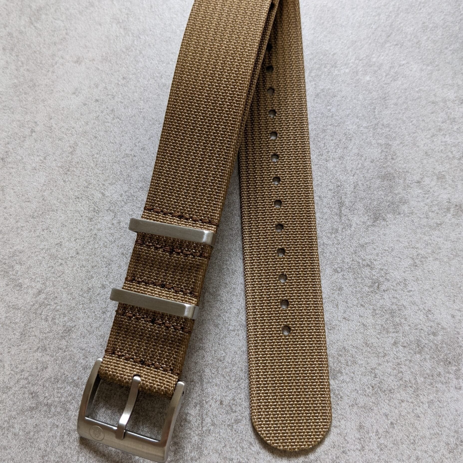 Premium Ribbed Fabric Watch Strap - Mocha