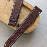 Pueblo Calfskin Strap - Brown W/Cream stitching