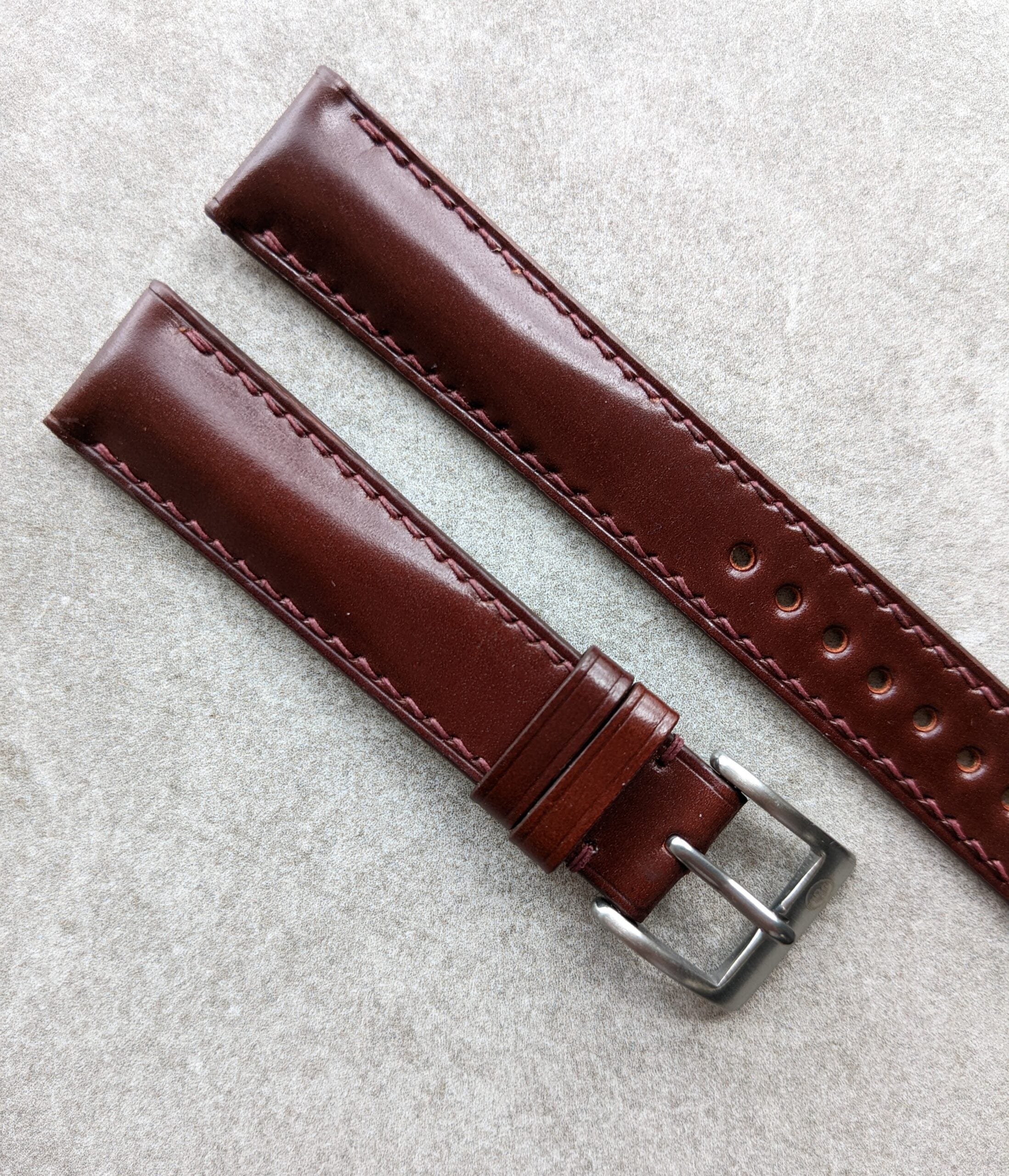 Shell Cordovan Watch Strap - Oxblood - The Strap Tailor