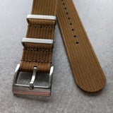 Premium Ribbed Fabric Watch Strap - Coffee