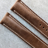 Omega-Style Deployant Horween Calfskin Strap – Natural Tan W/Cream Stitching