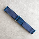 Premium Ribbed Two Piece Ballistic Nylon Strap - Ocean Blue