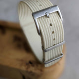 Premium Ribbed Fabric Watch Strap - Cream