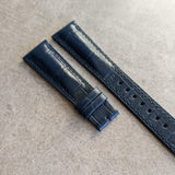 Embossed Crocodile Watch Strap - Navy Blue