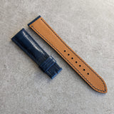 Embossed Crocodile Watch Strap - Navy Blue
