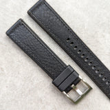 Leather & Rubber Strap - Black