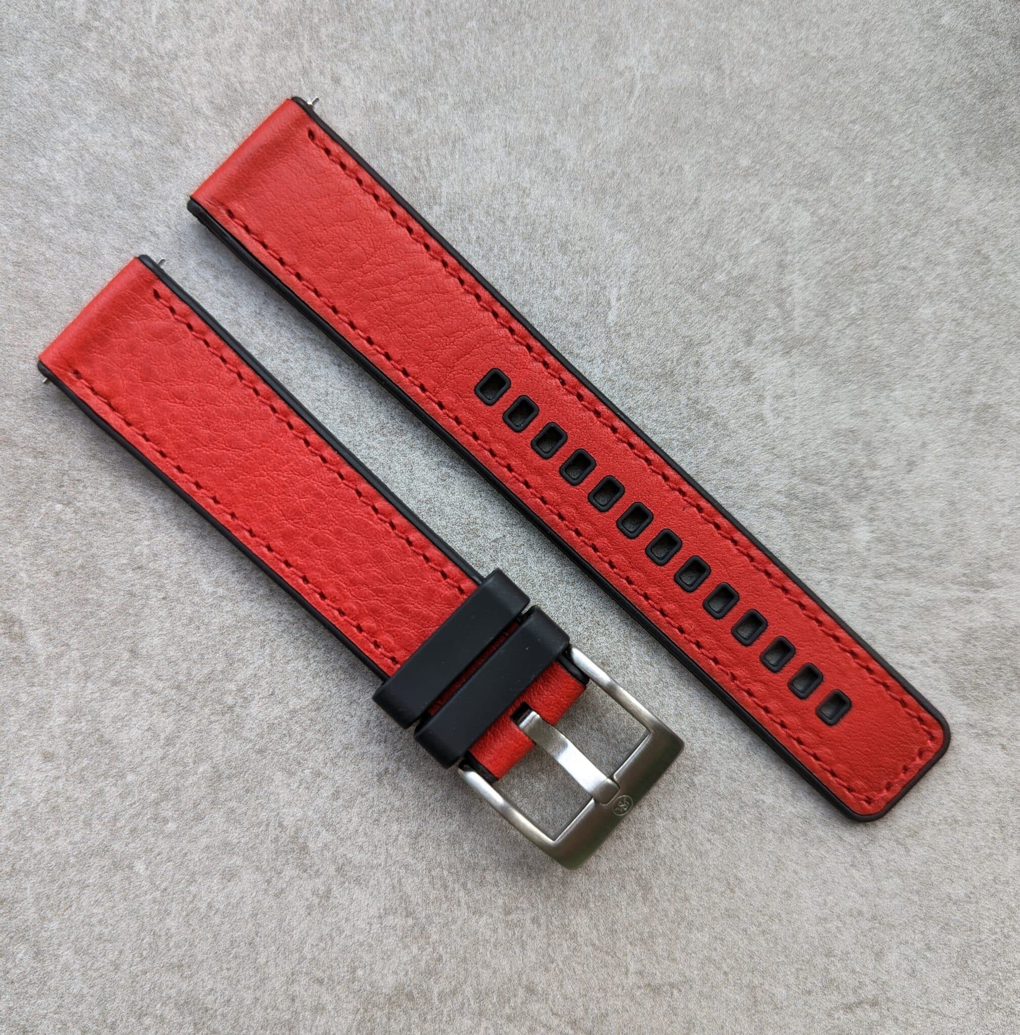 red-rubber-leather-watch-strap