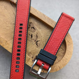 Leather & Rubber Strap - Red