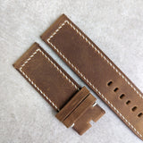 Wax Panerai Calfskin Strap - Brown W/Cream stitching