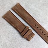 Wax Padded Calfskin Strap - Brown W/Matching stitching