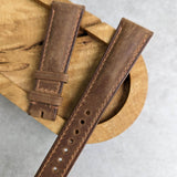 Wax Padded Calfskin Strap - Brown W/Matching stitching