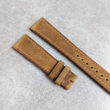 Wax Flat Calfskin Strap - Light Brown W/Matching stitching