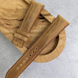 Wax Padded Calfskin Strap - Light Brown W/Matching stitching