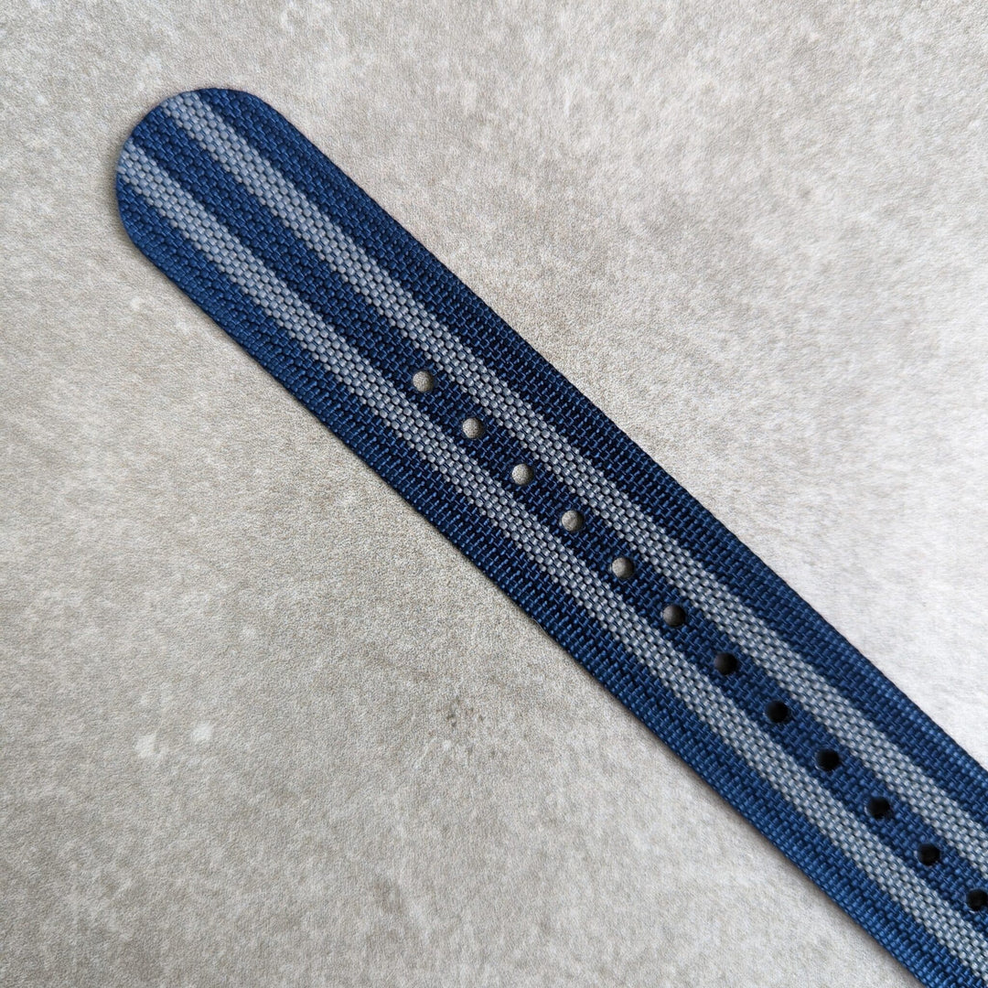 Premium Ribbed Fabric Watch Strap - Navy & Blue Bond | The Strap Tailor