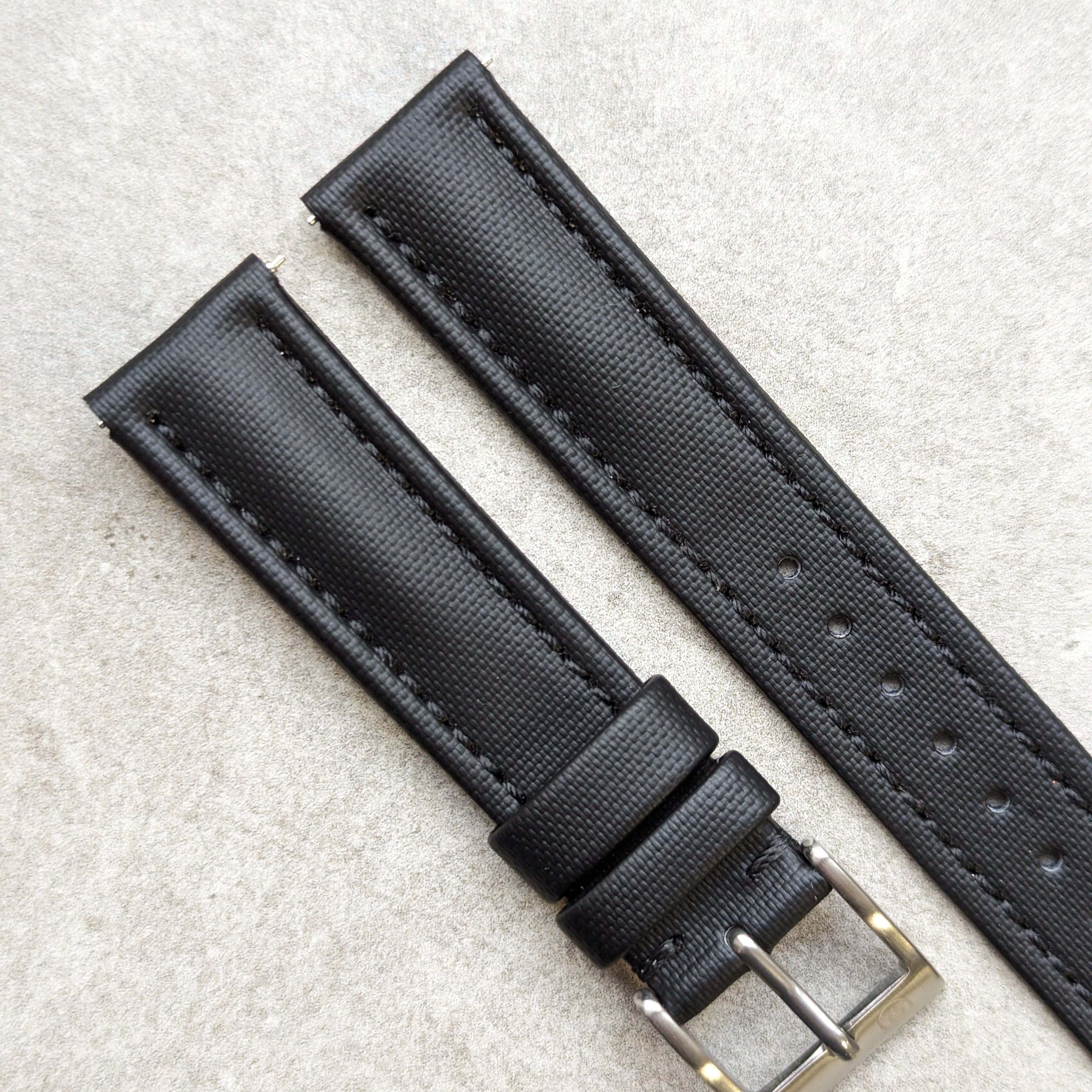 Sailcloth Watch Strap - Black | The Strap Tailor