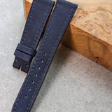 Nubuck Leather Watch Strap - Navy Blue