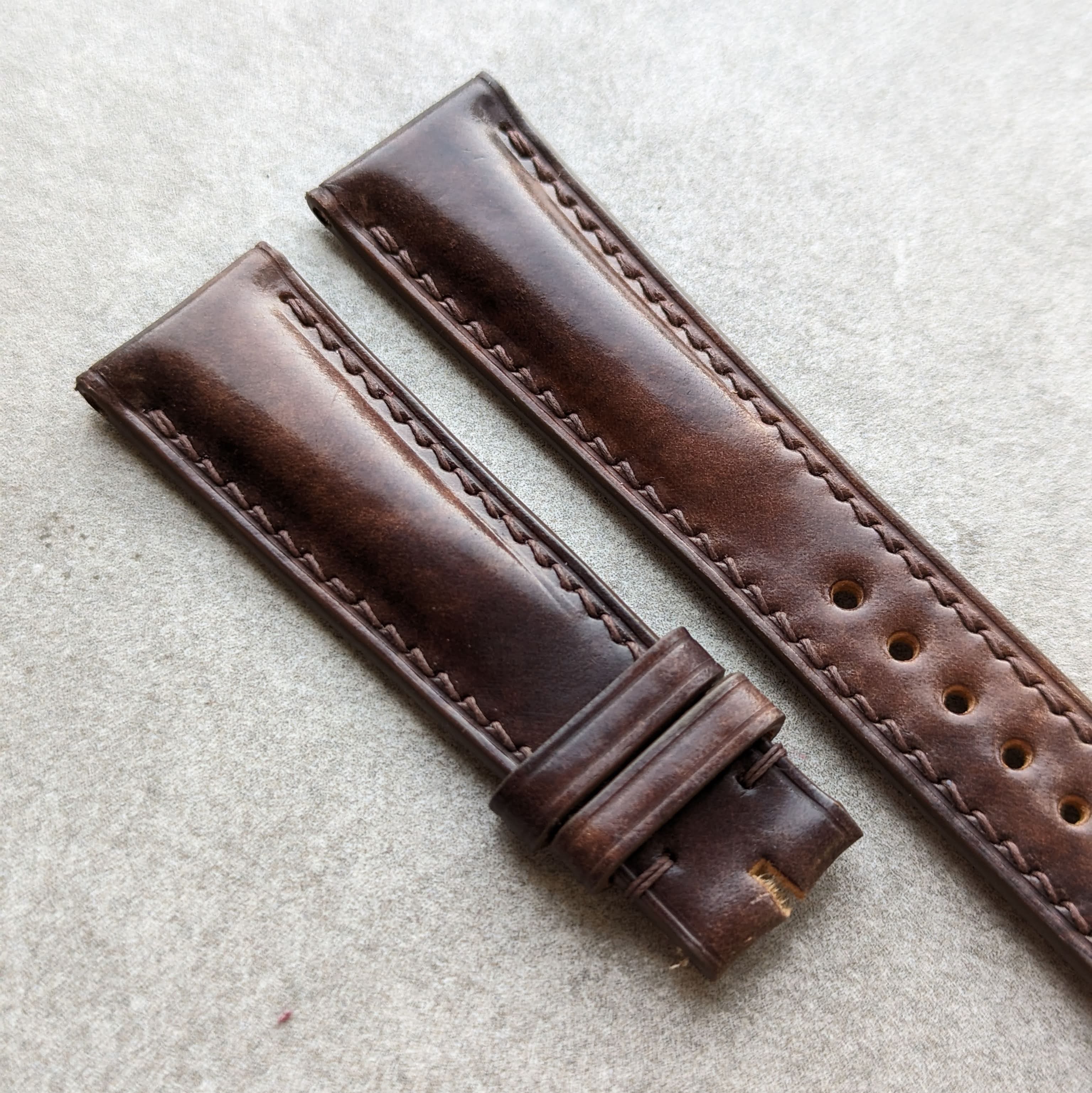 Shell Style Straps Shell Cordovan Watch Strap - Dark Brown Marbled Museum – The Strap Tailor
