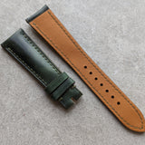 Shell Cordovan Watch Strap - Green Padded Marbled Museum