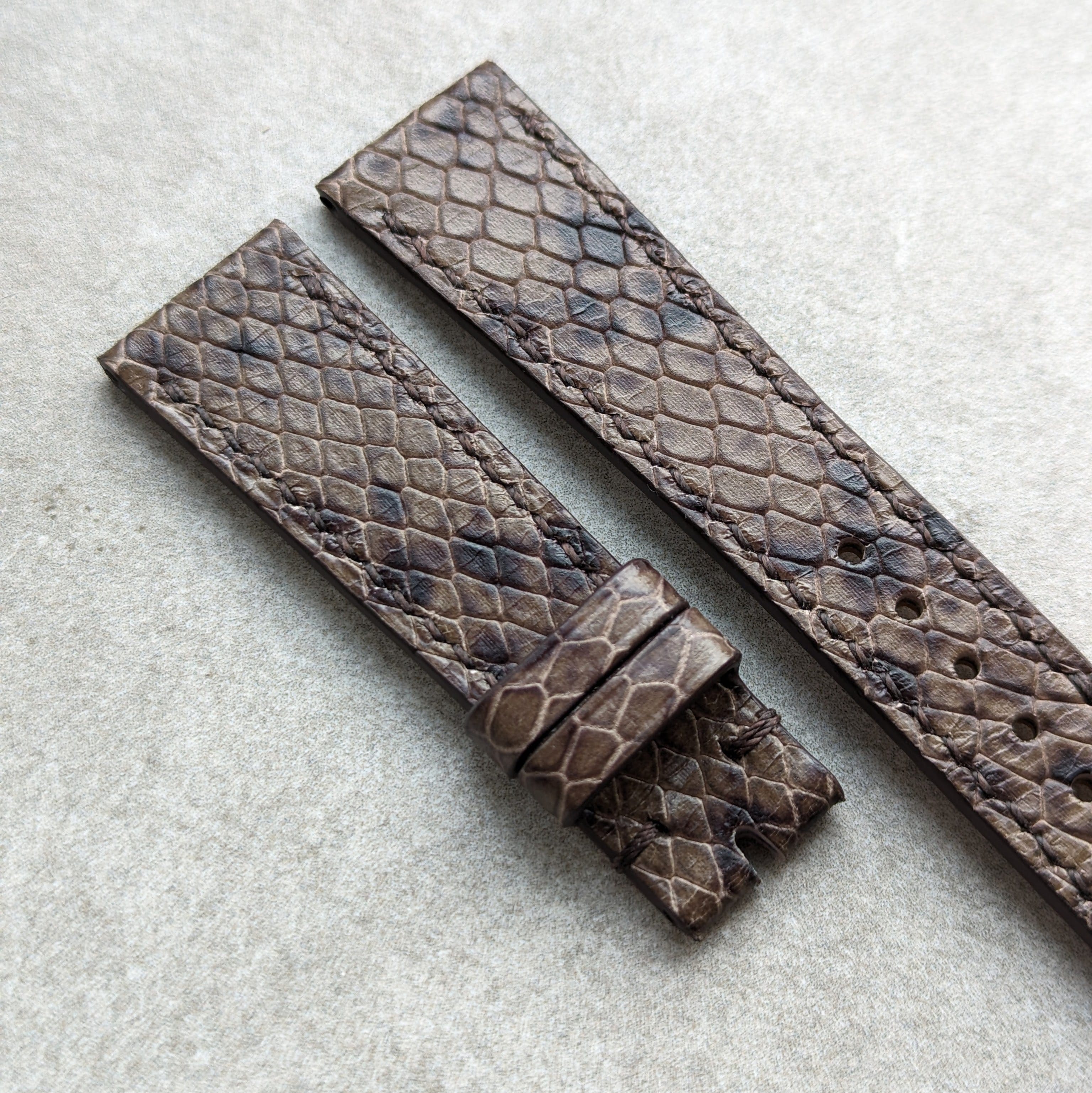 Embossed Python Watch Strap - Brown | The Strap Tailor