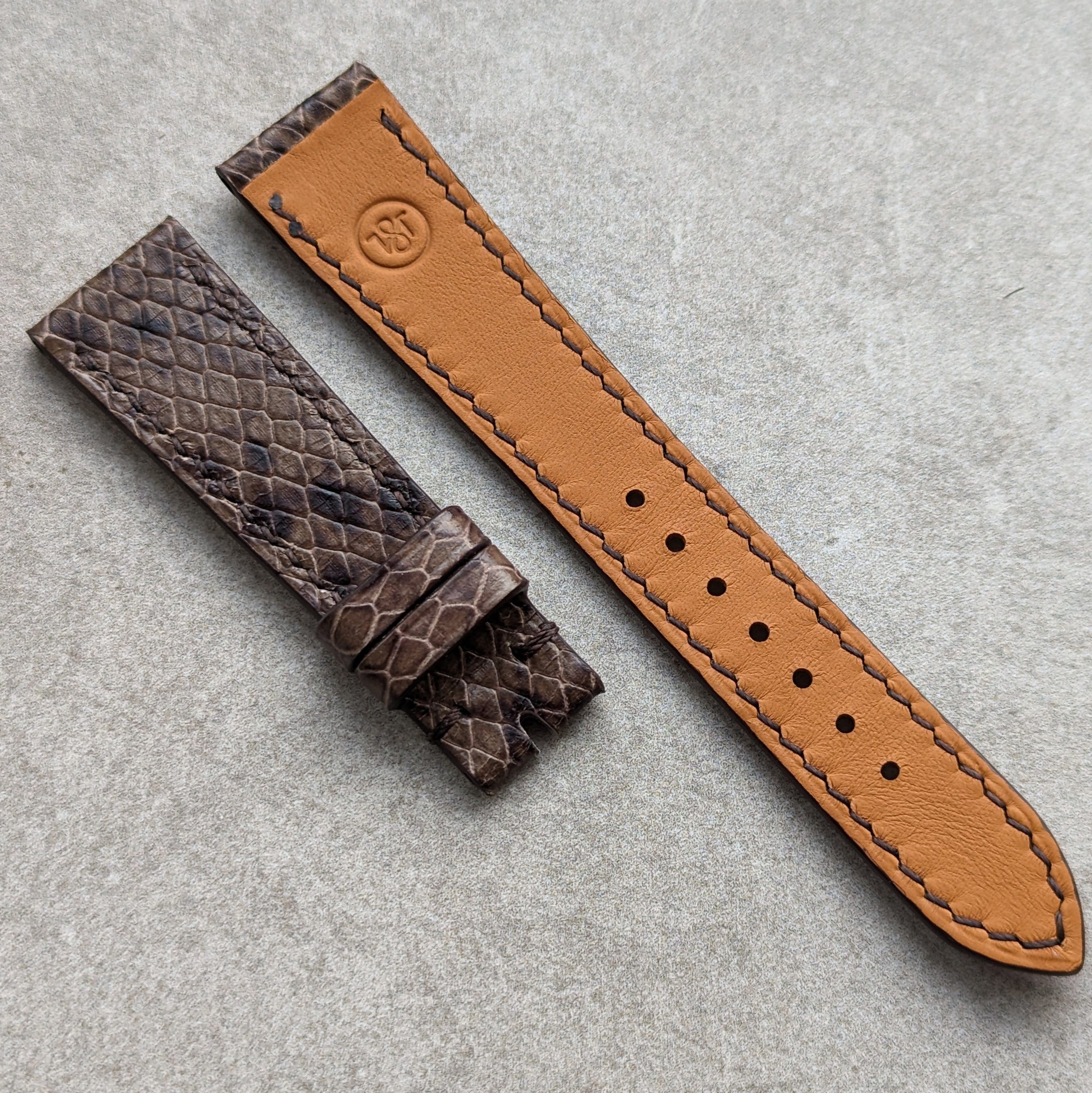 Embossed Python Watch Strap - Brown | The Strap Tailor