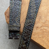Embossed Python Watch Strap - Olive