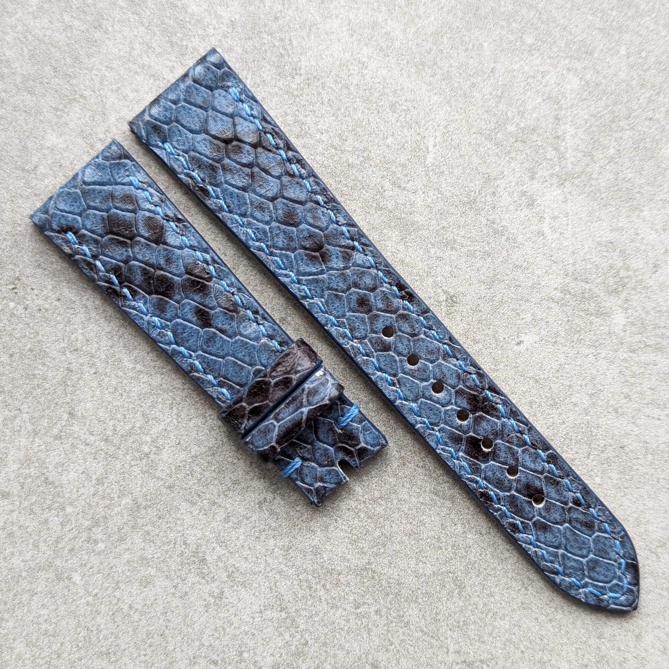 Embossed Python Watch Strap - Sky Blue | The Strap Tailor