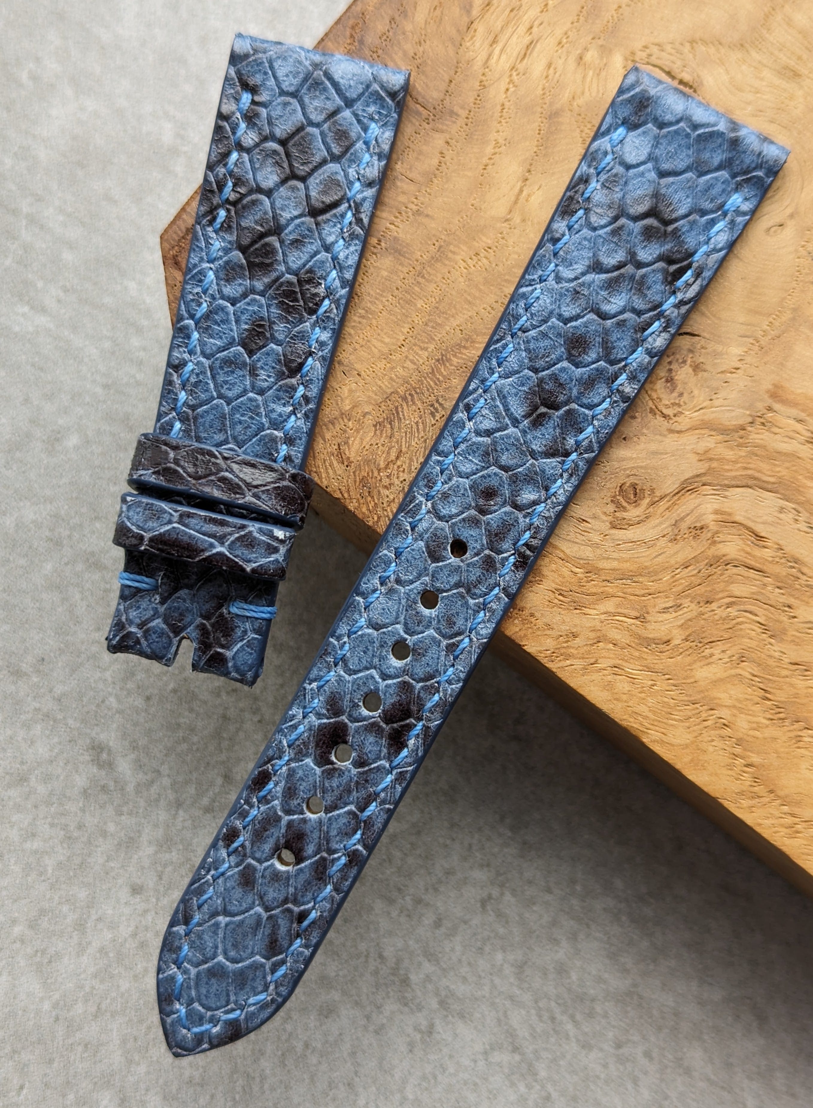 Embossed Python Watch Strap - Sky Blue – The Strap Tailor