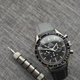 Omega-Style Deployant Sailcloth Watch Strap - Grey