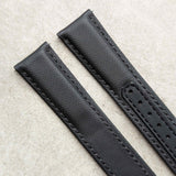 Omega-Style Deployant Sailcloth Watch Strap - Black