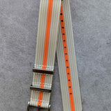 Premium Ribbed Fabric Watch Strap - Cream & Orange