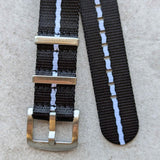 Premium Fabric Watch Strap - Black W/White Pinstripe