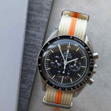 Premium Ribbed Fabric Watch Strap - Cream & Orange