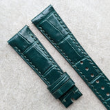 Embossed Crocodile Watch Strap - Forest Green