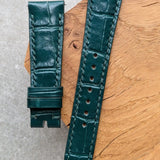 Embossed Crocodile Watch Strap - Forest Green