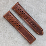 Omega-Style Deployant Badalassi Wax Rally Strap - Tan Brown