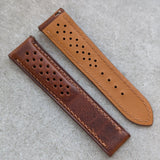 Omega-Style Deployant Badalassi Wax Rally Strap - Tan Brown