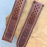 Omega-Style Deployant Badalassi Wax Rally Strap - Tan Brown