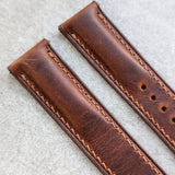 Omega-Style Deployant Badalassi Wax Strap - Tan Brown