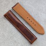 Omega-Style Deployant Badalassi Wax Strap - Tan Brown