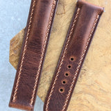 Omega-Style Deployant Badalassi Wax Strap - Tan Brown