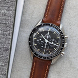 Omega-Style Deployant Badalassi Wax Strap - Tan Brown