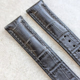 Omega-Style Deployant Embossed Crocodile Strap - Black