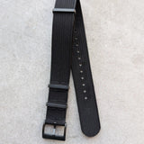 Premium Ribbed Fabric Watch Strap - Black PVD