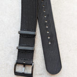 Premium Ribbed Fabric Watch Strap - Black PVD