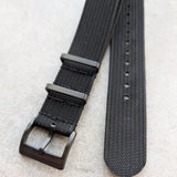 Premium Ribbed Fabric Watch Strap - Black PVD