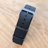 Premium Ribbed Fabric Watch Strap - Black PVD