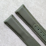 Omega-Style Deployant Sailcloth Watch Strap - Army Green