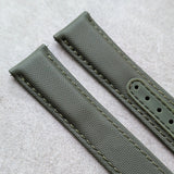 Omega-Style Deployant Sailcloth Watch Strap - Army Green