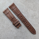 Embossed Crocodile Watch Strap - Dark Brown Buttero